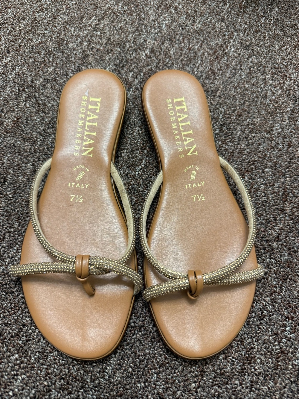 Italian Shoemakers Brown Knot-Trim Slide Sandals